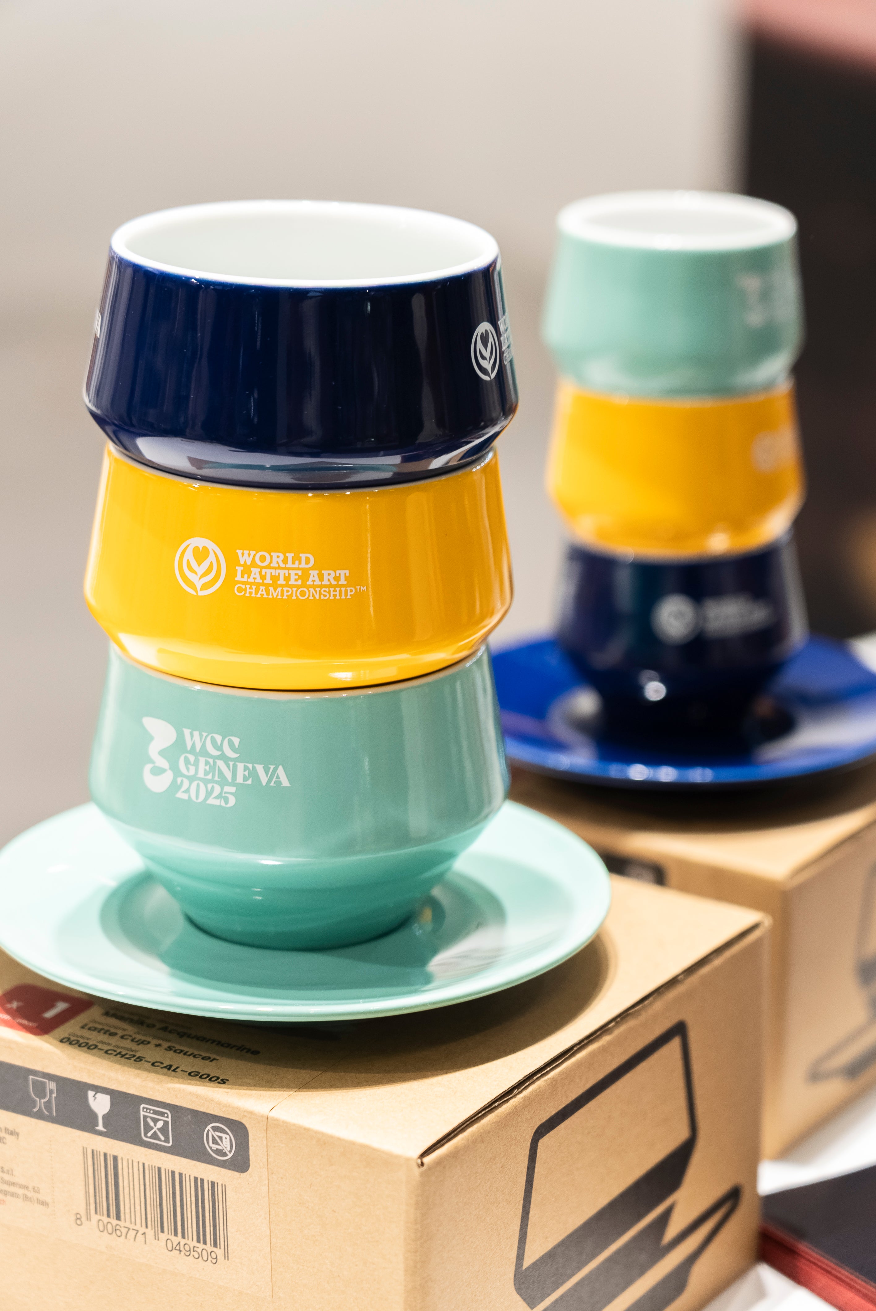 □ □ □ 　WAKE CUP！ モカ スリーブ 2個 1 x Maniko Double Coffee Cup with Saucer - WLAC Geneve 2025
